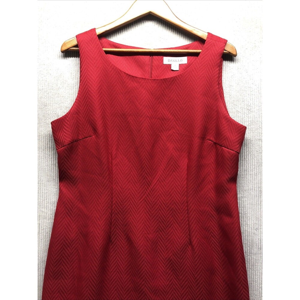 Danillo Dress Women 14 Red Chevron Knit Sleeveless Career Church Workwear